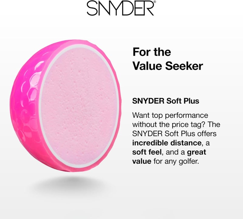 Snyder USA Soft Plus Golf Balls - 2-Piece Construction Soft Golf Ball, Ultra-Low 60 Compression, 440 Dimples, Colored Golf Balls 12 Pack - Image 5